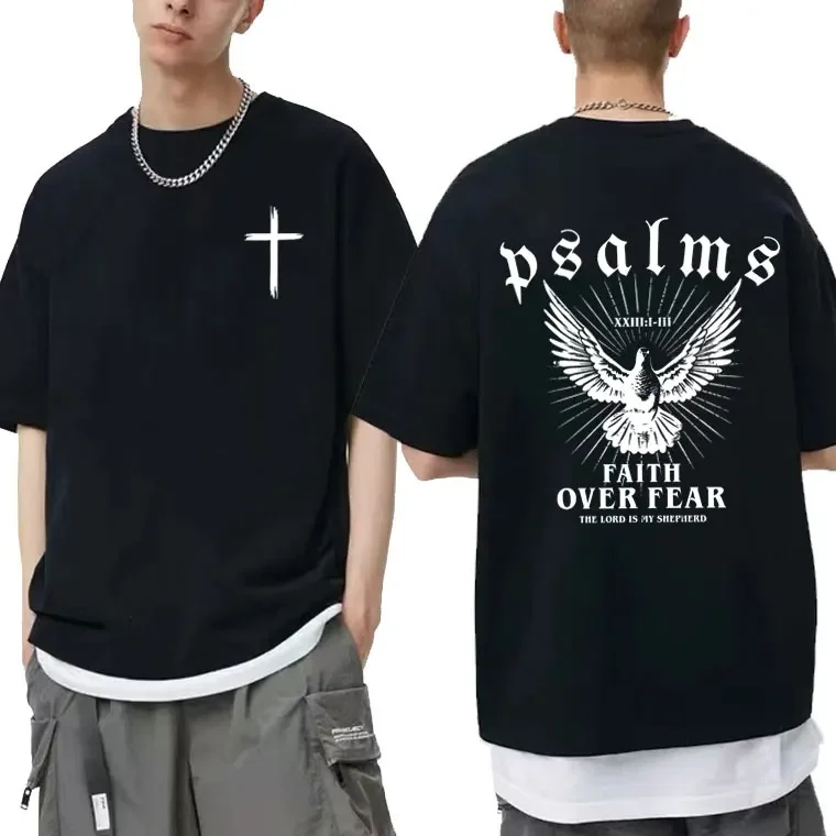 

Jesus Christ Peace Dove Printed T-shirt Men's Summer 100% Cotton Fashion Casual Oversized T-shirt Round Neck Short Sleeve Top