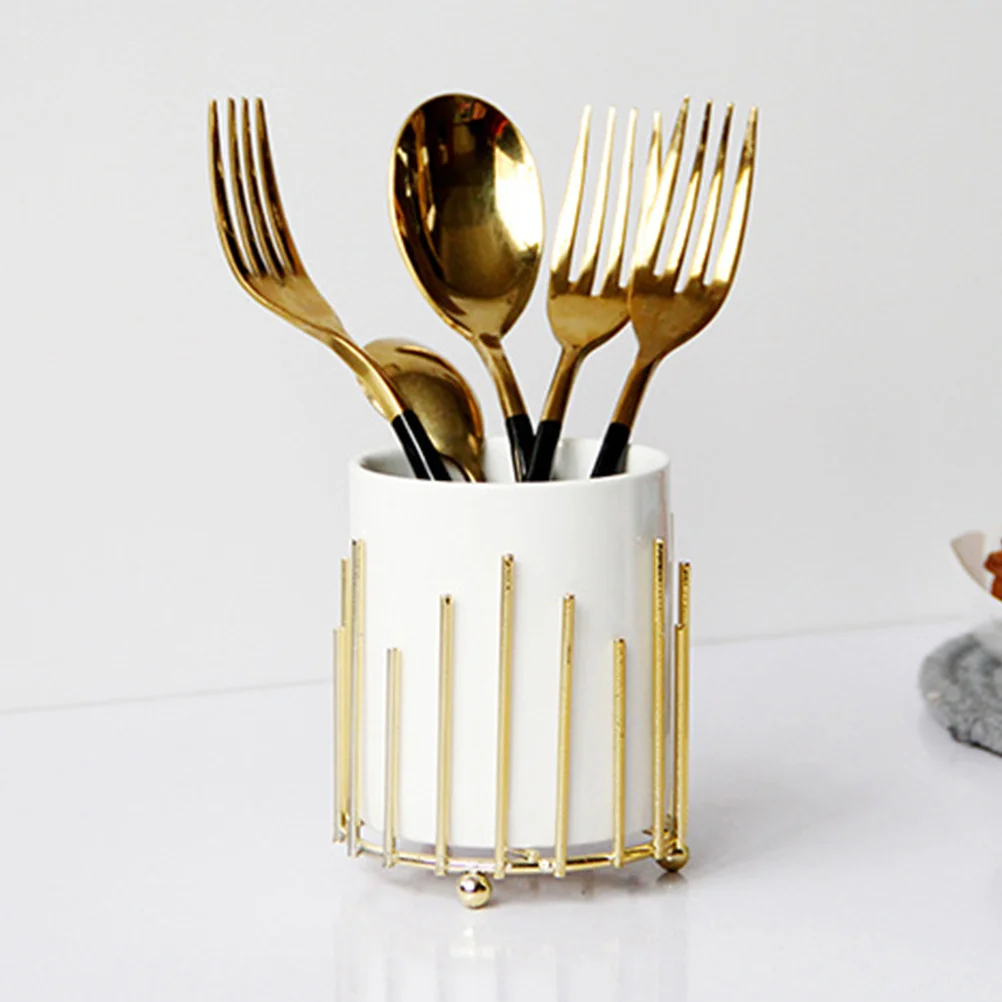 

Chopstick Holder Ceramic Sturdy Kitchen Utensil Storage Box Fork Spoon Cutlery Organizer Desktop Holder Ceramic Display Box