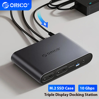 ORICO 2 Bay M.2 SSD External Case USB3.2 Docking Station 10Gbps Type C NVMe SATA Enclosure M2 Hard Drive 4K60Hz Triple Display