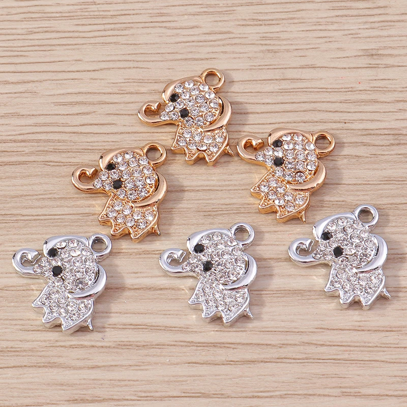 10 Stück 15 x 16 mm niedliche Kristall-Tier-Elefant-Anhänger für die Schmuckherstellung, Ohrringe, Halsketten, Armbänder, DIY-Bastelzubehör – Detail 6