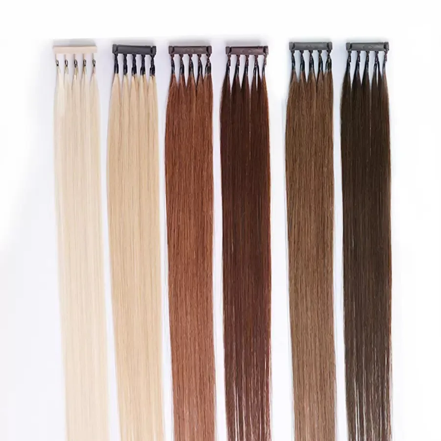 As extensões retas do cabelo humano, micro grânulos invisíveis, instalam rapidamente, 100% natural, parte, 6D-2, 1g pela vertente