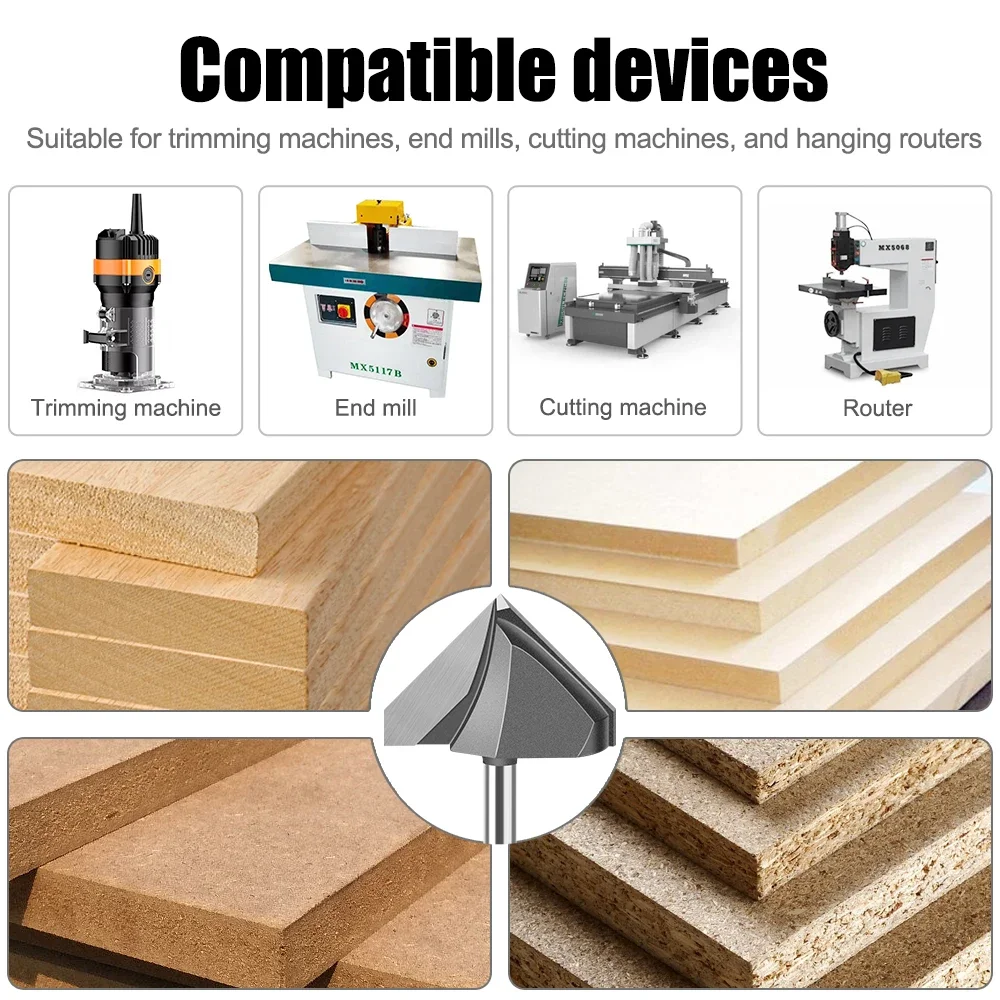 1 Stück 6 mm 1/4" Schaft 90-Grad-V-Fräser Holzbearbeitung Fräser Fräsmaschinenfräser Wandfräser Holzbearbeitungswerkzeuge – Detail 4