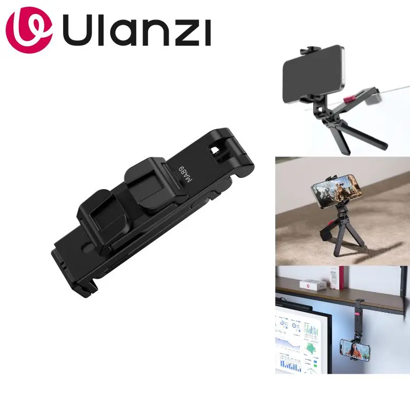 Ulanzi MA89スマホホルダーマウント クランプ付き 3-in-1多機能セルフィースティック iPhone 17/16/15/14対応 旅行Vlogやデスクトップでの使用に