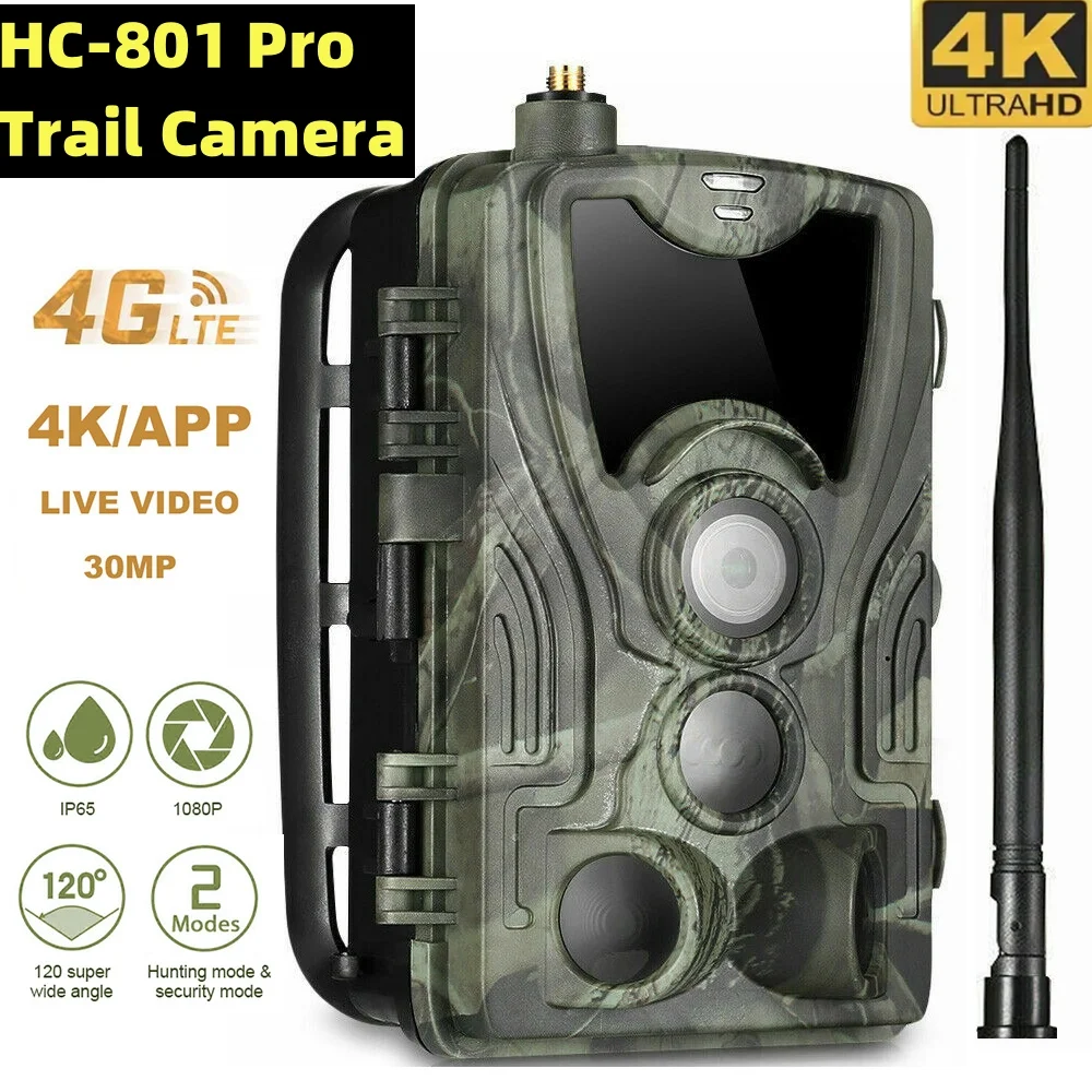 

HC801PRO 4G Trail Camera Free APP Cloud Service 4K Live Broadcast Wildlife Hunting Surveillance Cellular Wireless 30MP Cameras