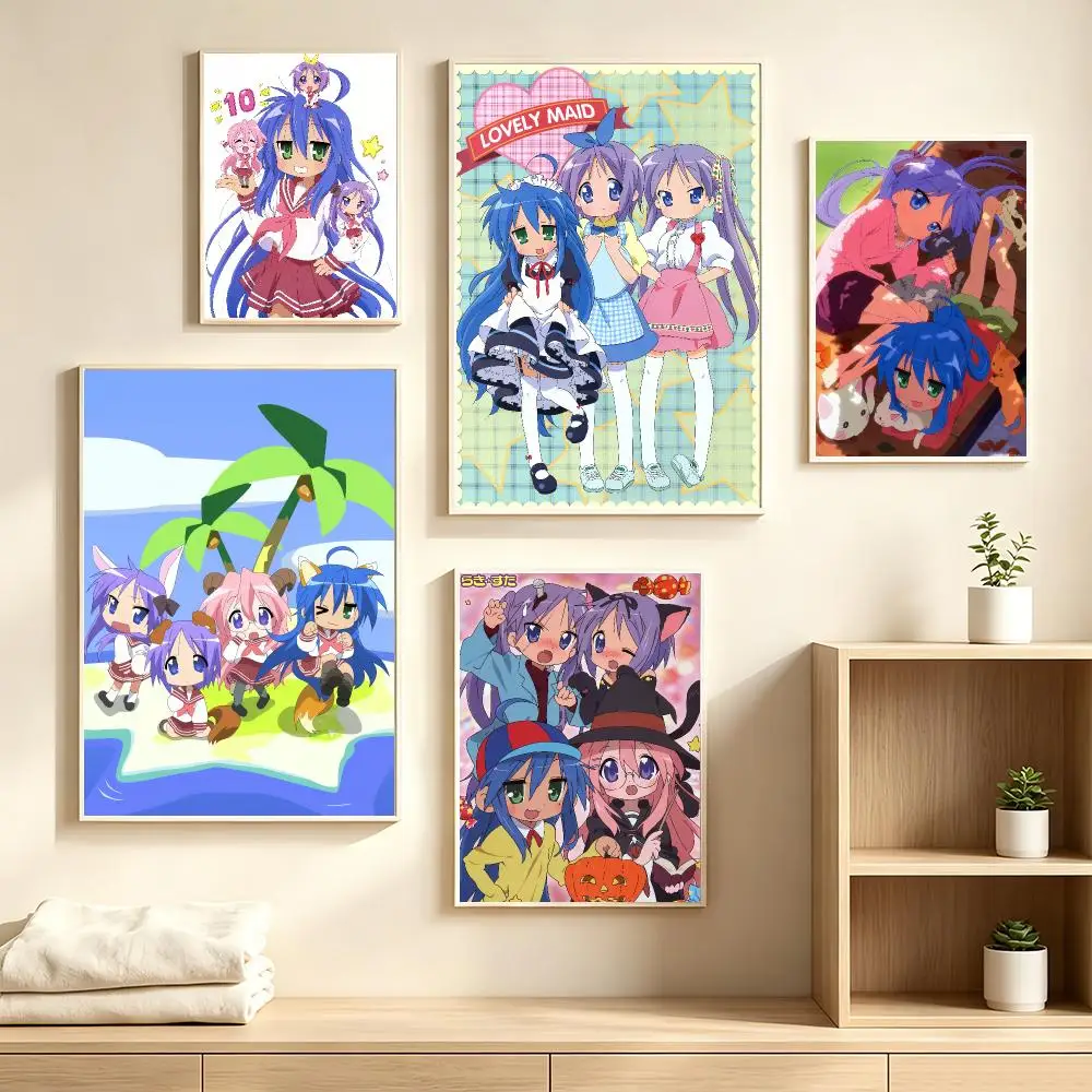 Anime Lucky S-Star K-Konata I-Izumi Poster Decorative Wall Art Mural Stickers Home Decor Gift for Living Room & Hallway