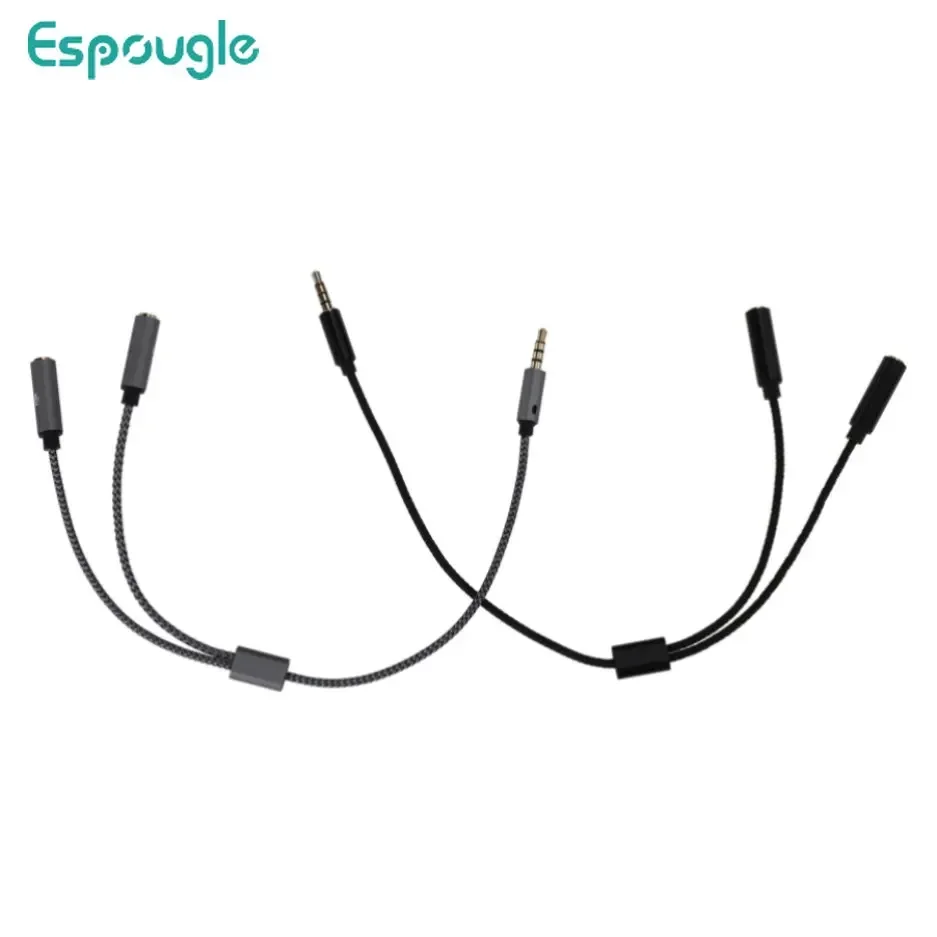 

2000pcs 3.5mm Headset Adapter Headphone Mic Y Splitter Aux Cable Jack Audio Stereo Male to 2 Female Microphone Plug Cord