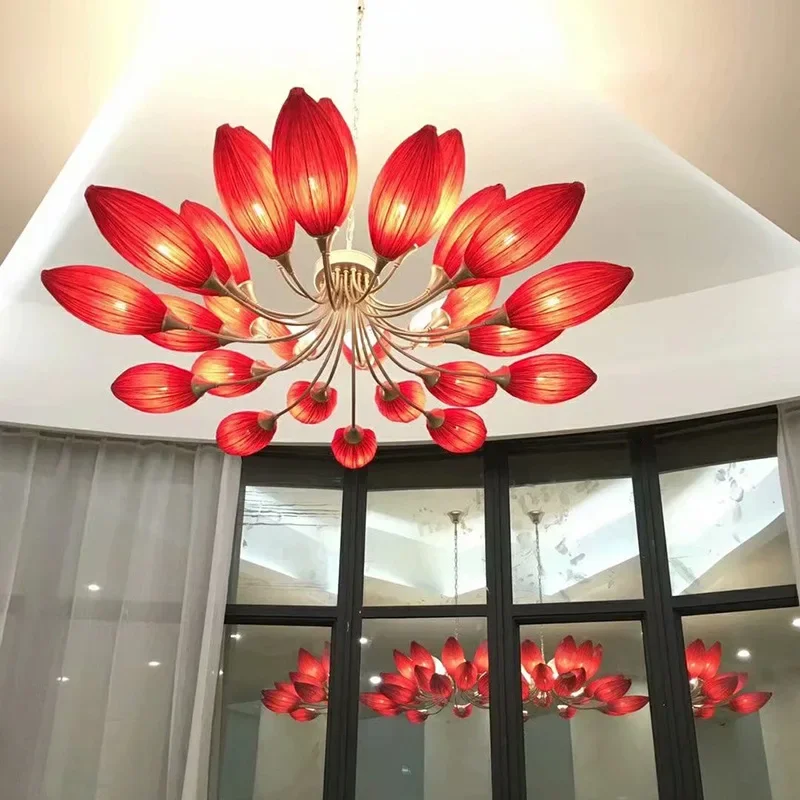Tea Room Chandelier New Chinese Living Room Light Buddhist Hall South East Asia Hotel Lobby Dining