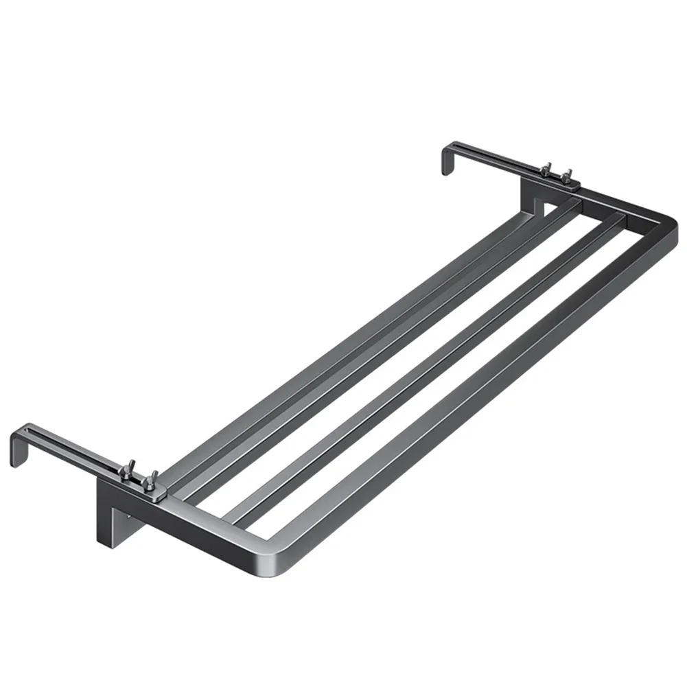 Toallero colgante negro, gris y dorado, colgador de tela de 40cm, soporte de almacenamiento, ahorro de espacio para radiador de calefacción, fácil instalación, 1 ud.