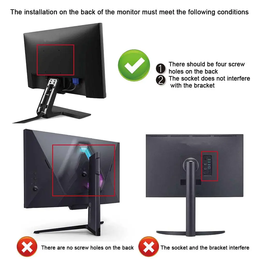 NEW For Mac Mini M4/M4 Pro 2024 Metal Display Mount Bracket Standard 95*95mm Hole Display For With Screws DIY Stand Holder V6M2