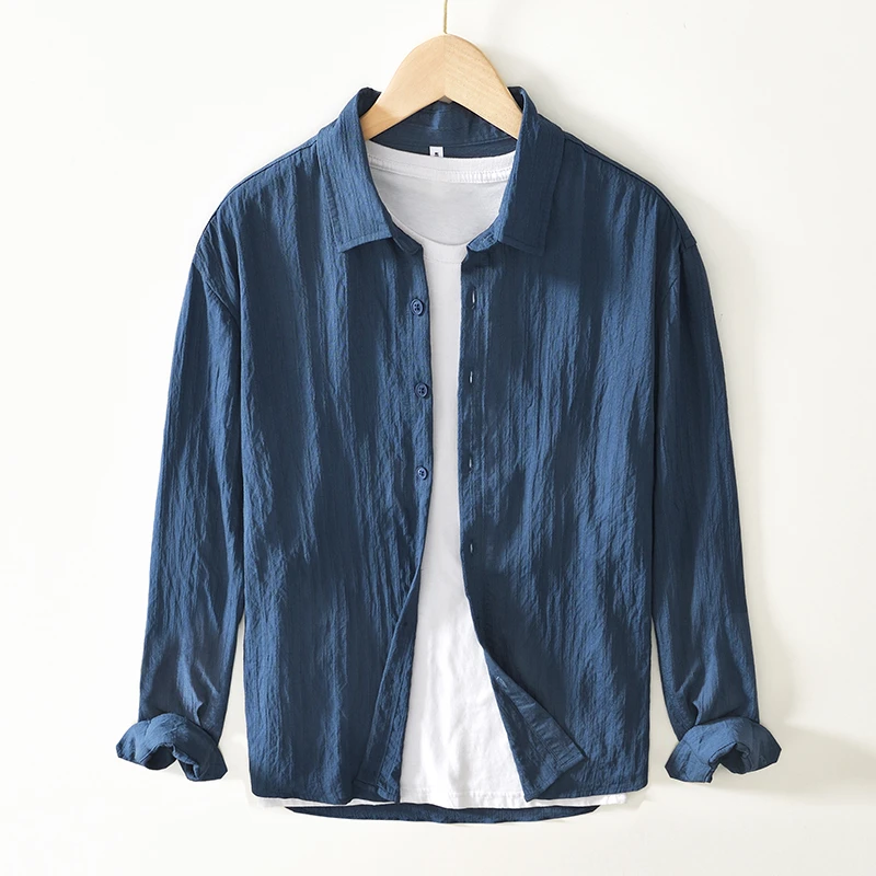 

Cotton Linen Shirt Men Summer Beach Style Solid Single Breasted Breathable Shirts Lightweight Stylish Men's Clothing Tops