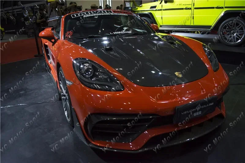FRP Glasfaser & Carbon GT2 RS Style Bodykit passend für 17-18 Cayman Boxster 718 Bodykit Motorhaube Stoßstange Lippe Seitenschweller Spoiler Flügel