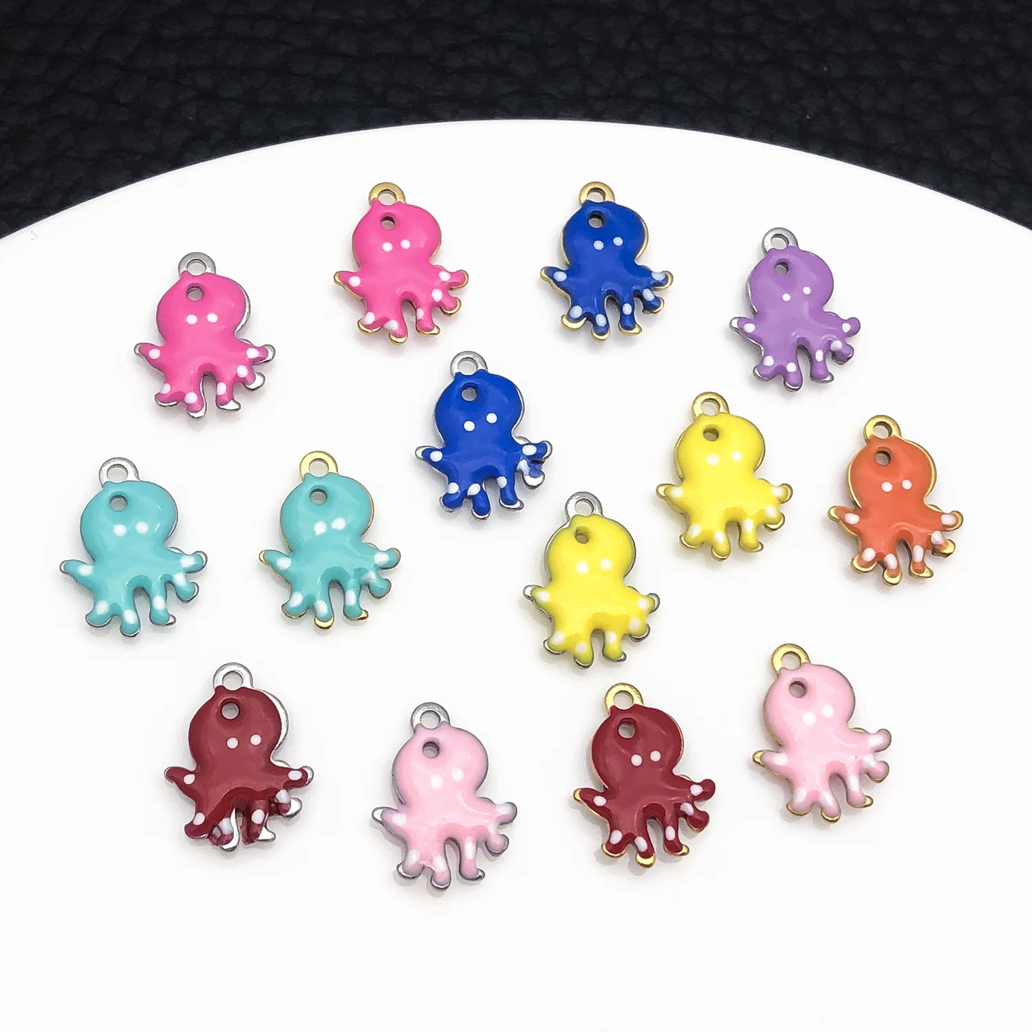 20pcs 9x12mm Stainless Steel Small Octopus Enamel Pendants For DIY Jewelry Making Necklace Earrings Accessories Ocean Findings