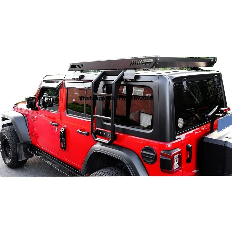 

Factory Directly Black Powder Coating Aluminum Roof Rack Luggage Cargo Carrier with Ladder for wrangler JL