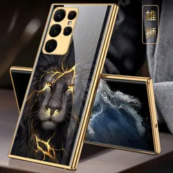 Original Tempered Glass Case For Samsung Galaxy S26 Ultra S25 Ultra Plating Painted Pattern Hard Cover For Samsung S24Ultra Plus