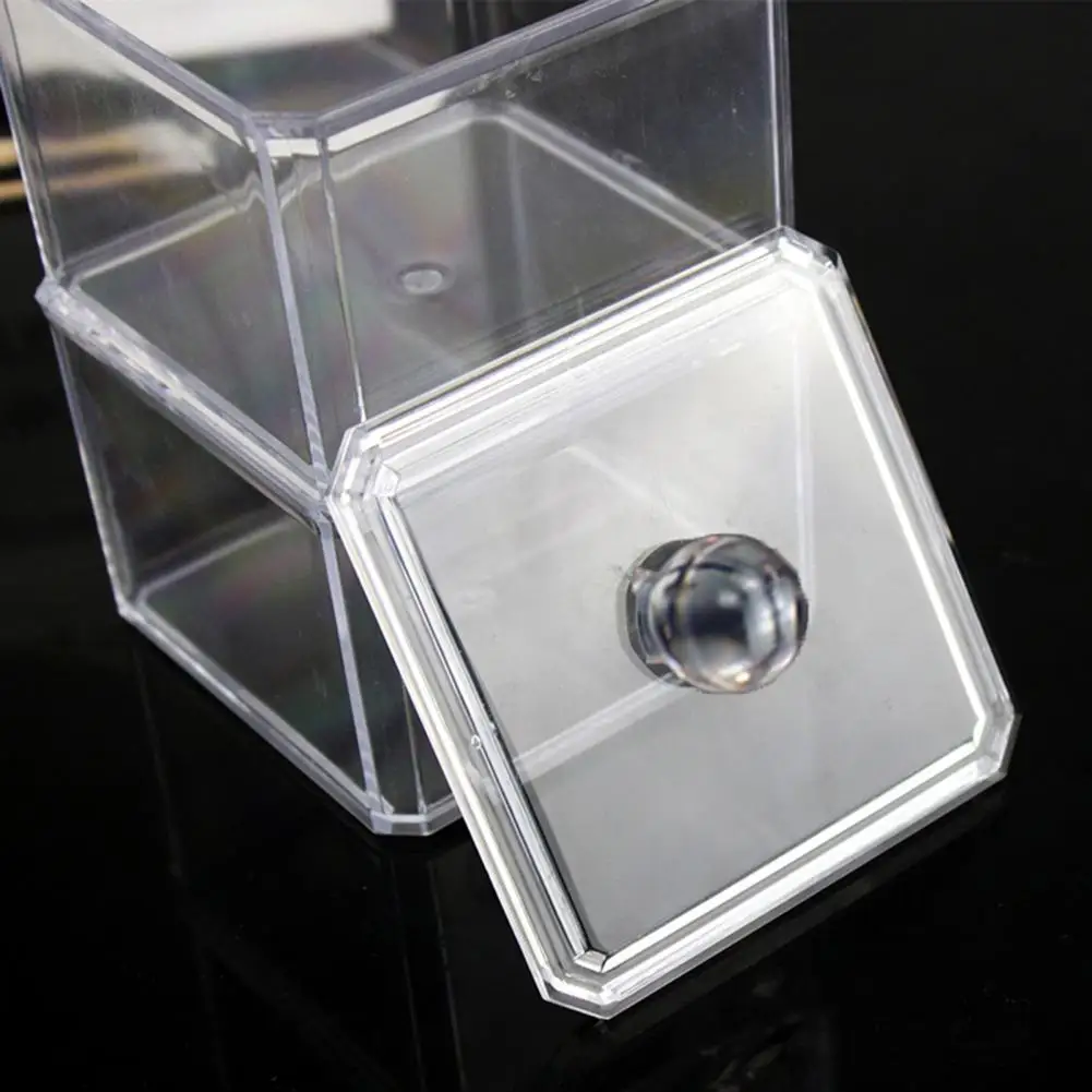 1Pc Stackable Bathroom Storage Box Portable Acrylic Storage Box with Lid Multifunctional Makeup Remover Cotton Swab Organizer