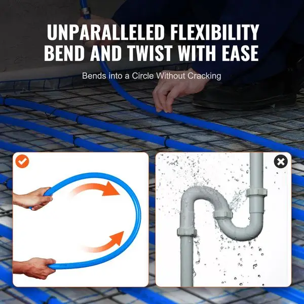 VEVOR PEX 파이프 1/2인치, 300피트 길이 PEX-B 유연한 파이프 튜빙(식수용), 뜨거운/차가운 물용 Pex 워터 라인 및