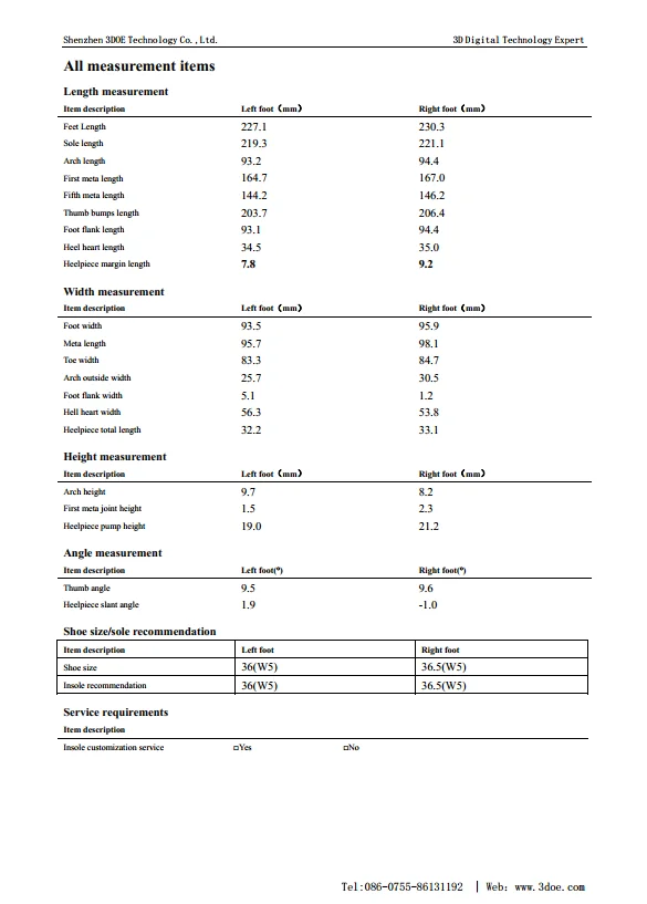 Foot Arch Measurement Scanner: Detailed Profiling of Arch Height and Shape