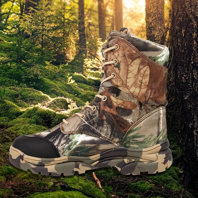 

Bionic Camouflage Hunting Boots Military Tactical Boots Hiking Fishing Shoe 4 Season General Outdoor Tactical Climbing High Boot