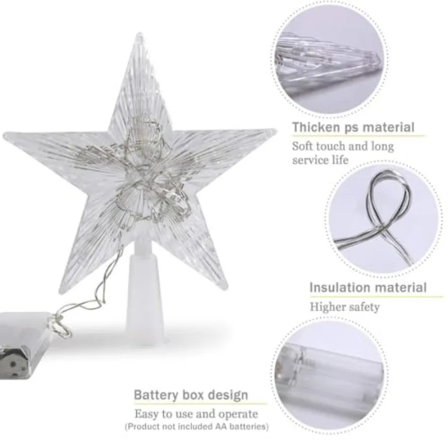 شجرة عيد الميلاد الصغيرة توبر ستار مع LED مضاءة 6 "نجمة شجرة عطلة ريفي القبعات العالية بطارية تعمل بالطاقة لعيد الميلاد الداخلي O