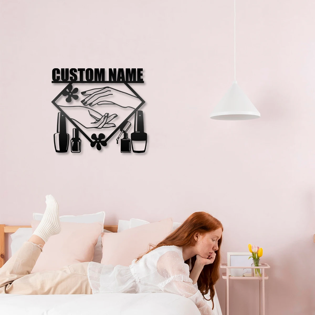 

1pc pretty beauty cosmetics Personalized name Iron Tin Wall Signs Metal Wall Plaque For Kids Room Living Room Home Decor