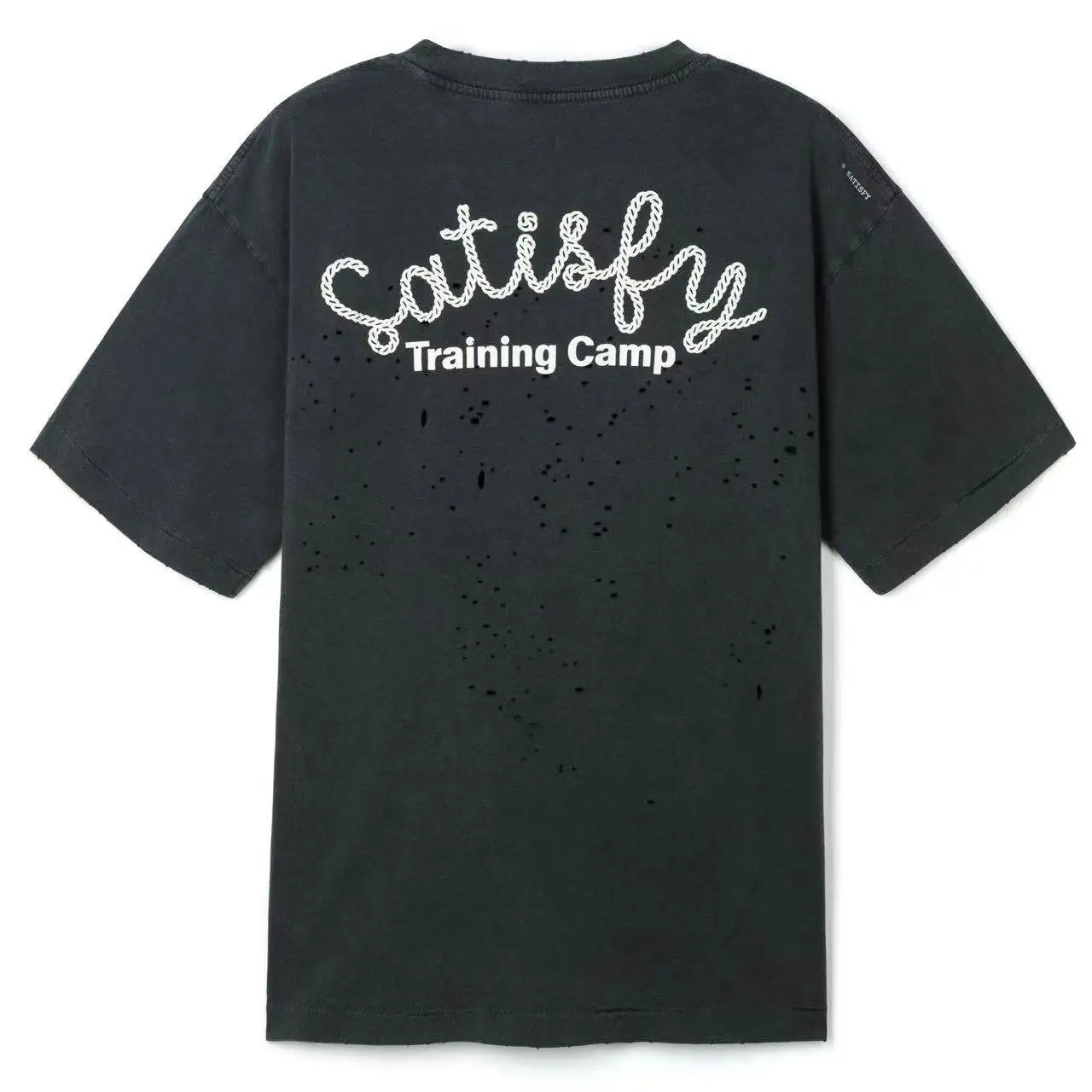 SATISFY Ink Splash Crew Neck Print Wormhole Print Inkjet Vintage Short Sleeve T-Shirt