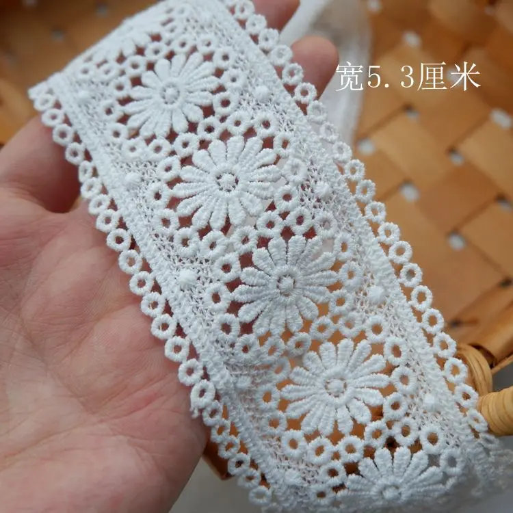 Exquisite Cotton Embroidery Ribbon Lace Trim Skirt, Sewing Accessories, Clothing Decorative Materials, Off White, High Quality