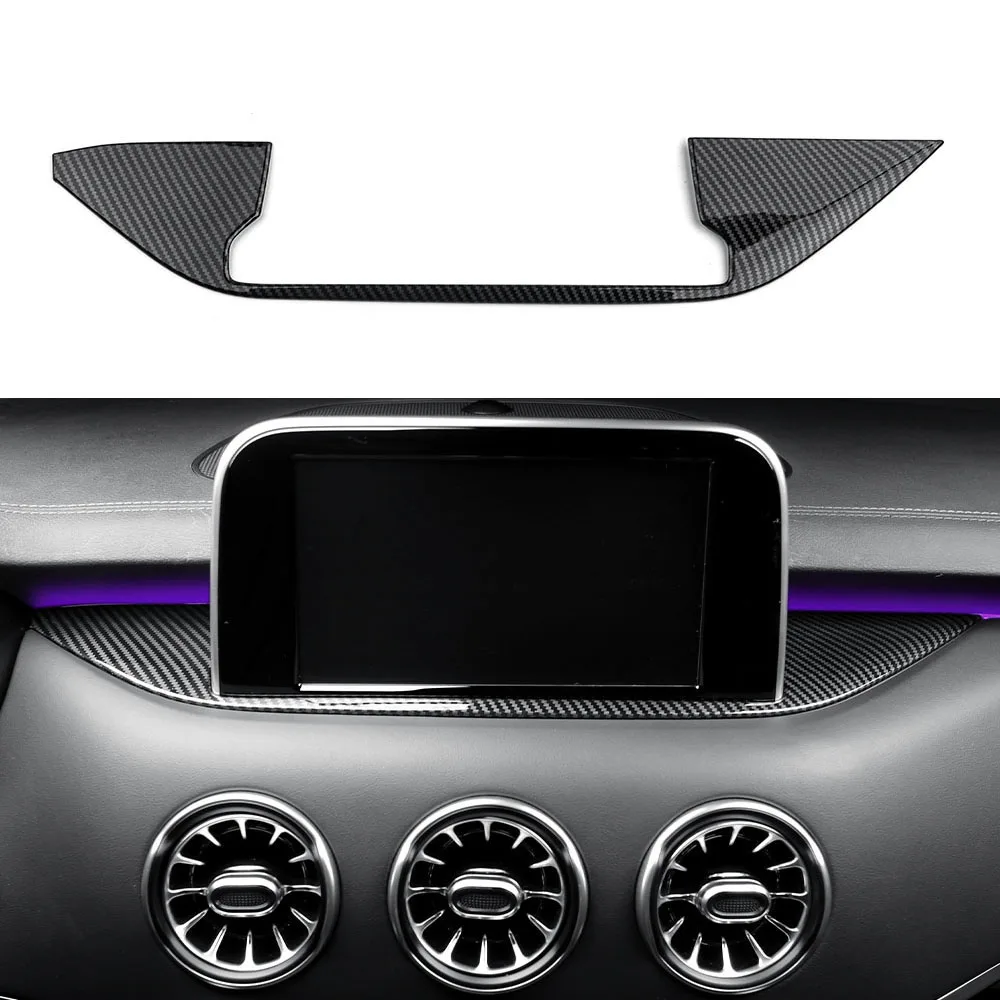 Carbon Fiber ABS Interior Center Dashboard Navigation Bar Player Trim Frame Cover For Kia Stinger 2017 2018 2019 2020 2021 2022