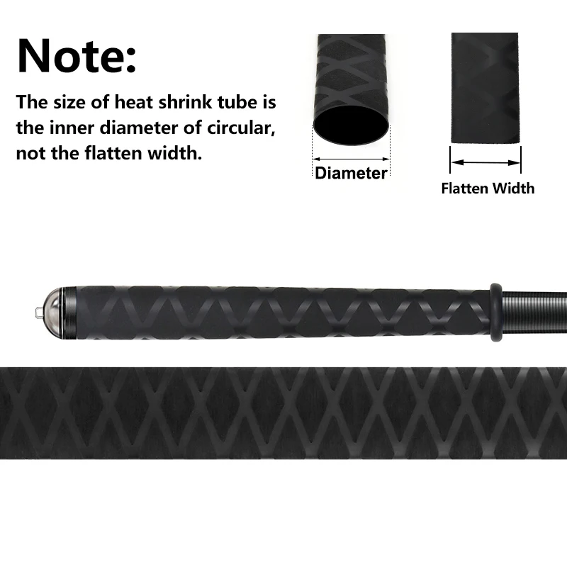 Anti-Slip Heat Shrink Tube For Fishing Rod Or DIY Electrical Insulation 3 black styles 15/18/20/22/25/28/30/35/40/45/50/60mm