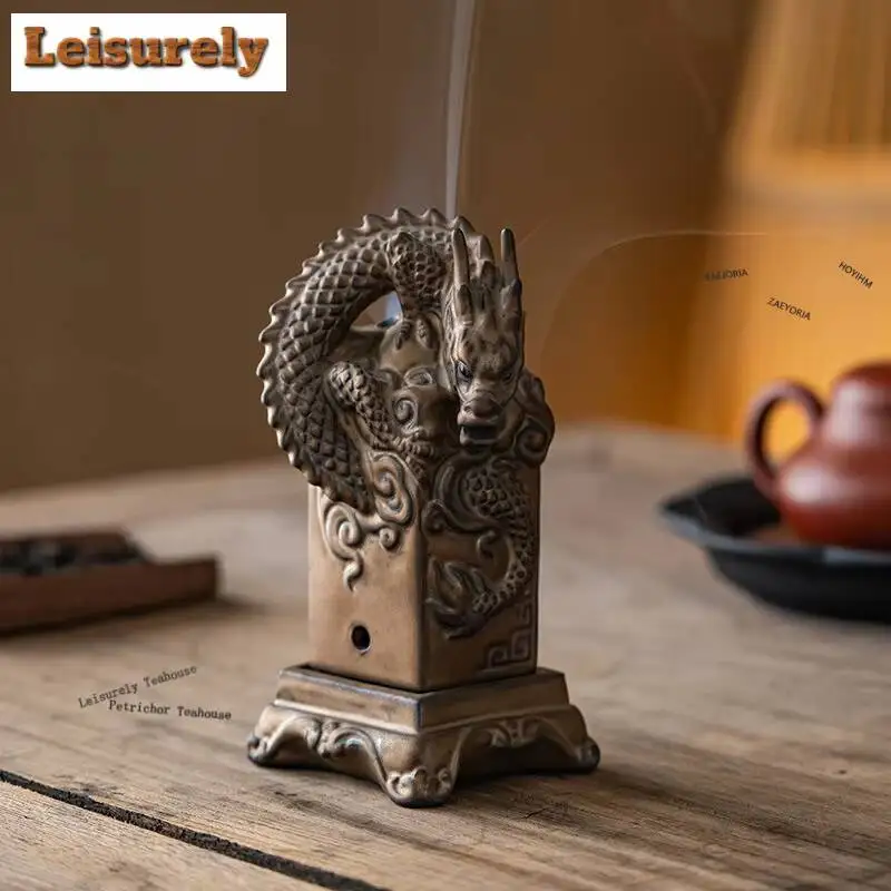Dragon Seal Incense Holder Zen Diffuser Incense Burners Mosquito Incense Holder Aromatherapy Censer Buddhism Accessories Craft