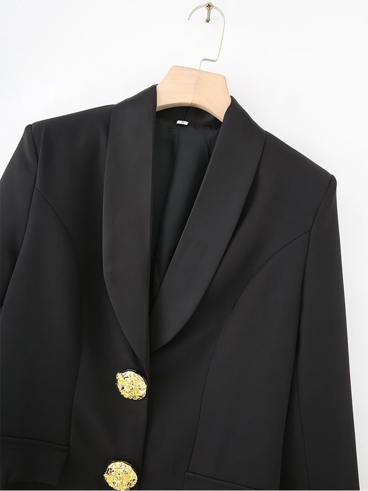 تنورة بدلة طويلة معدنية كبيرة على الطراز الأوروبي متعددة الاستخدامات ذات صدر واحد على شكل خاص