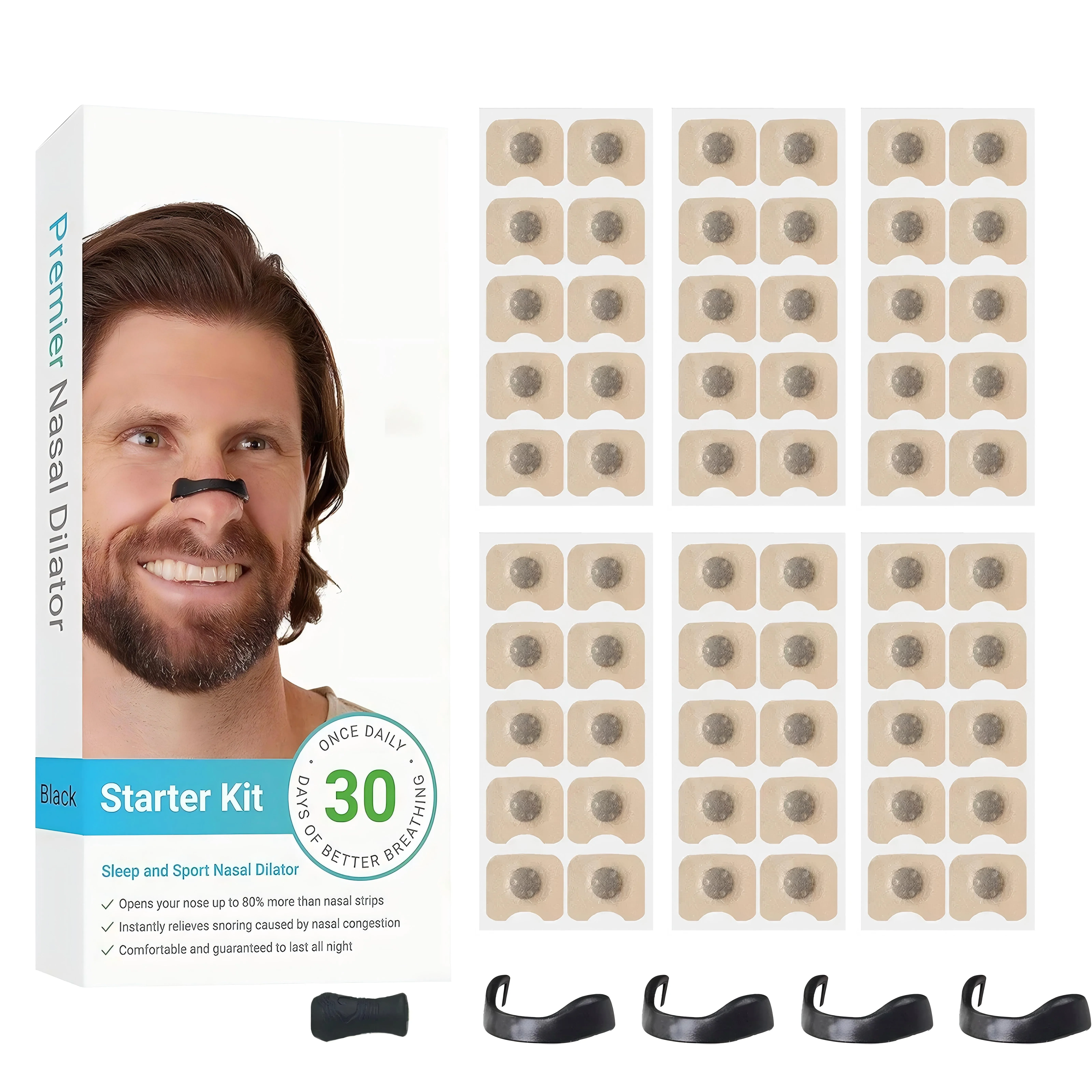 

30 Days/Box Nasal Breathing Dilators Starter Kit Magnetic Nose Strips Increase Sports Air Intake Improve Sleeping Reduce Snoring