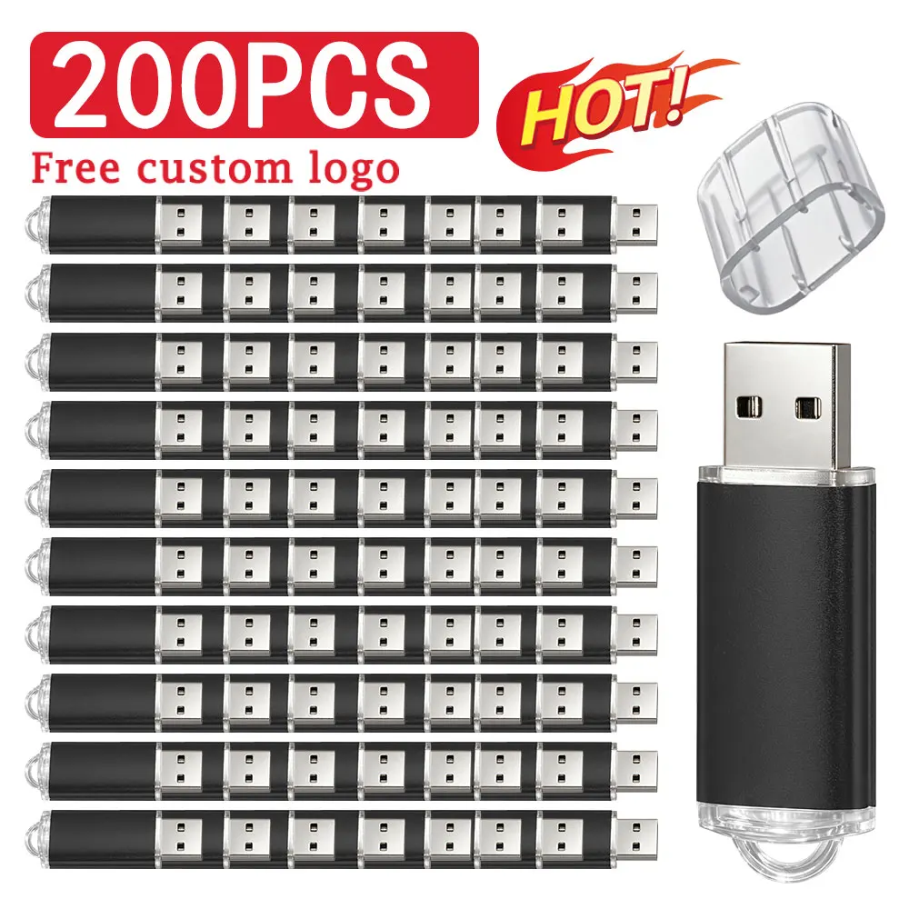 

200pcs Custom Logo Free Colorful USB Flash Drive 64GB 32GB Metal 2.0 Pen Drive Waterproof Memory Stick Pendrive 16GB 8GB 4GB