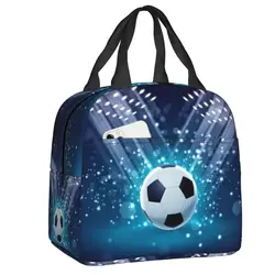 Borsa da pranzo con motivo a pallone da calcio per stadio di calcio borsa da pranzo isolata con dispositivo di raffreddamento caldo per borse da Picnic per il lavoro scolastico