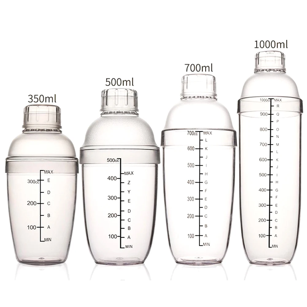 

350/500/700/1000ml Scale Shaker Cup Explosion-proof PC Resin Cocktail Milk Tea Hand Shaker Mixing Cup Measuring Cup with Scale