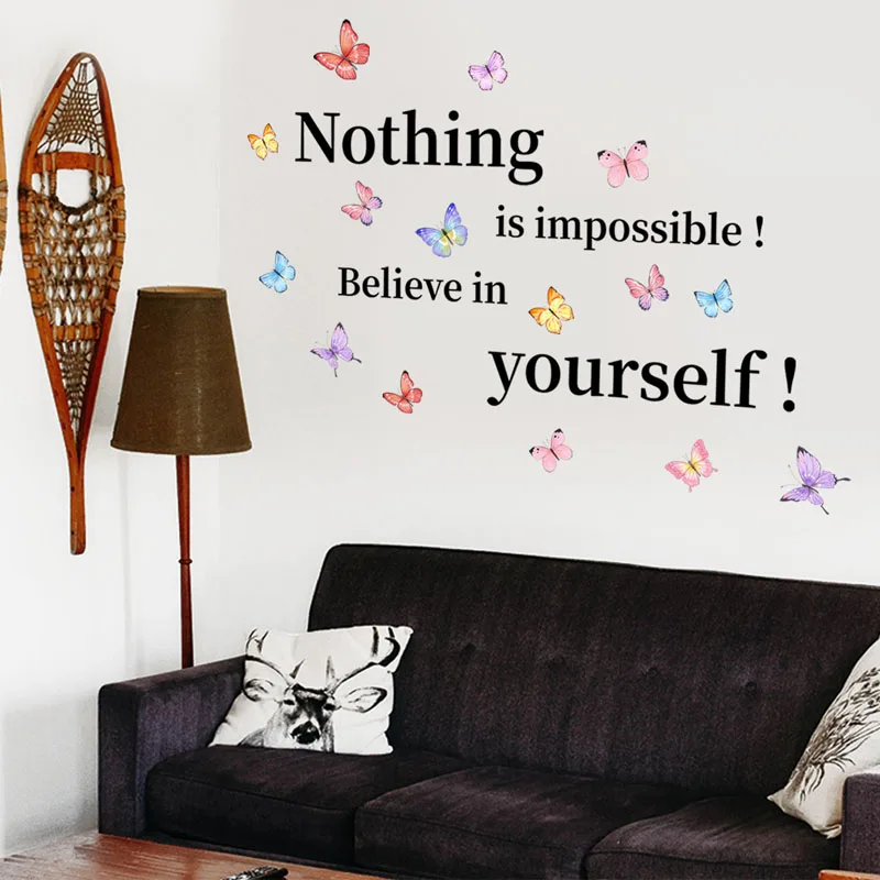 Creative English Think Inspirational Proverbs Wall Stickers Background Wall Living Room Bedroom Simple Decoration