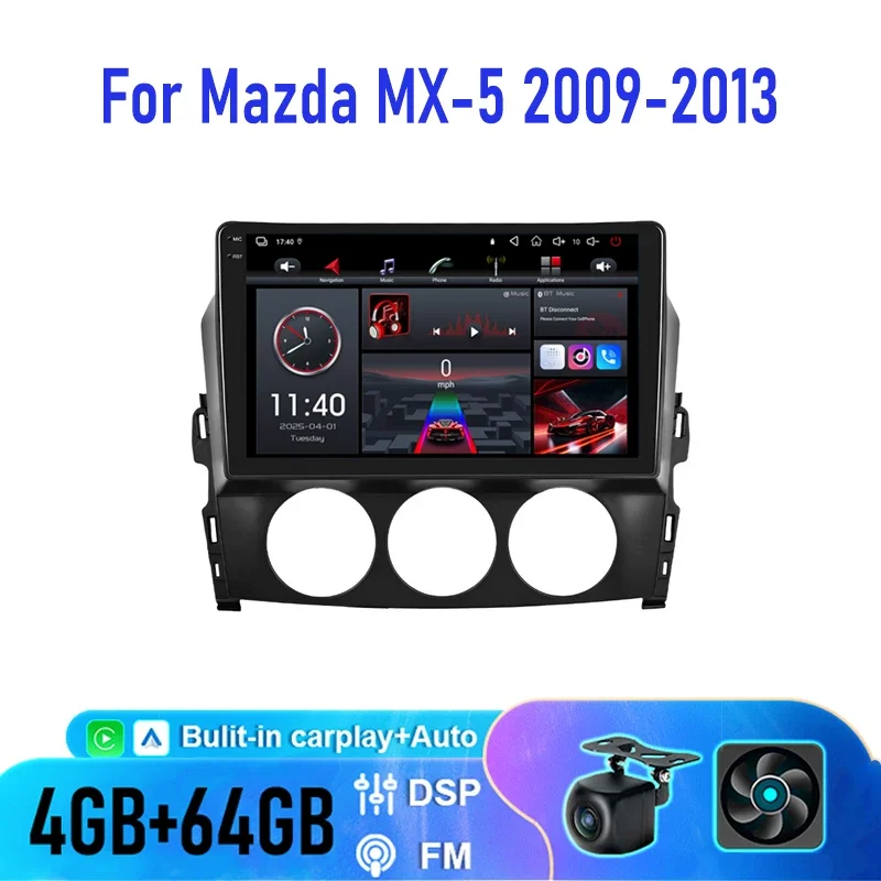 Carplay Screen for Car, 9inch Carplay Car Radio For Mazda MX-5 2009-2013 with Mirror Link/Backup Camera/GPS Navigation