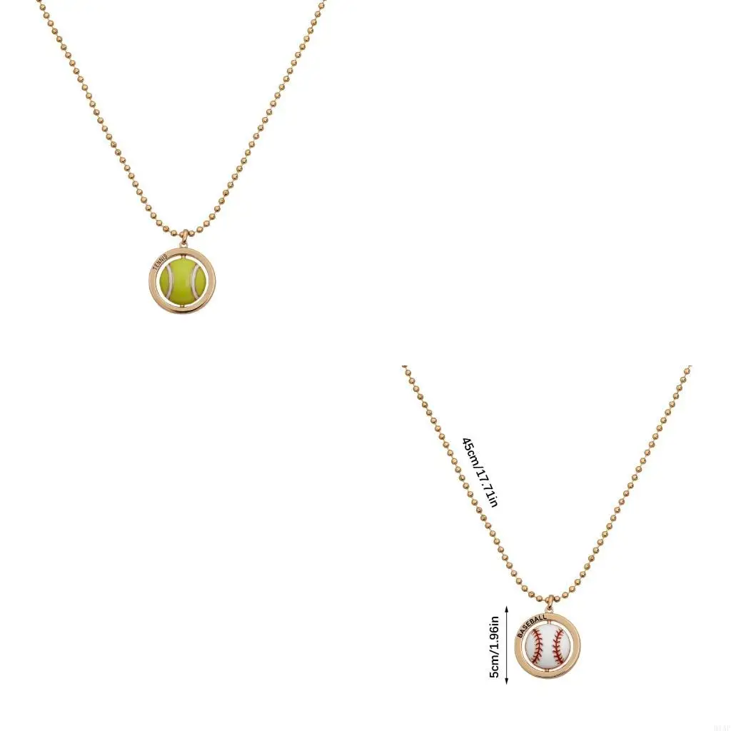 91AF Copper Ball Necklace Rotating Pendant Clavicle Chain For Sporty Casual Outfits