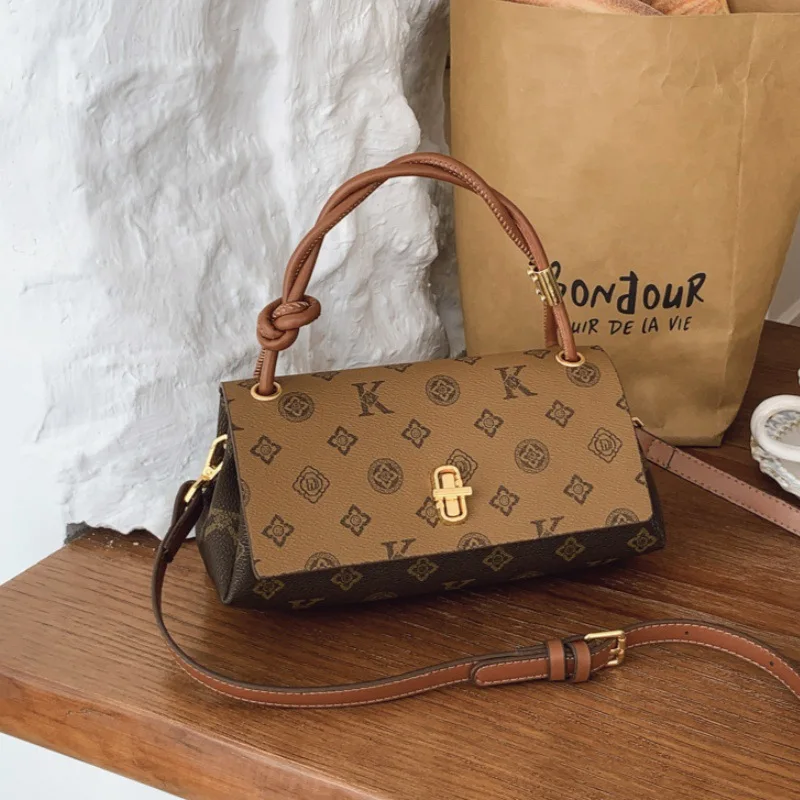 

Premium Sense Small Bag Women 2025 New Retro Handbag Printed Bag Versatile Light Luxury Shoulder Messenger Bag