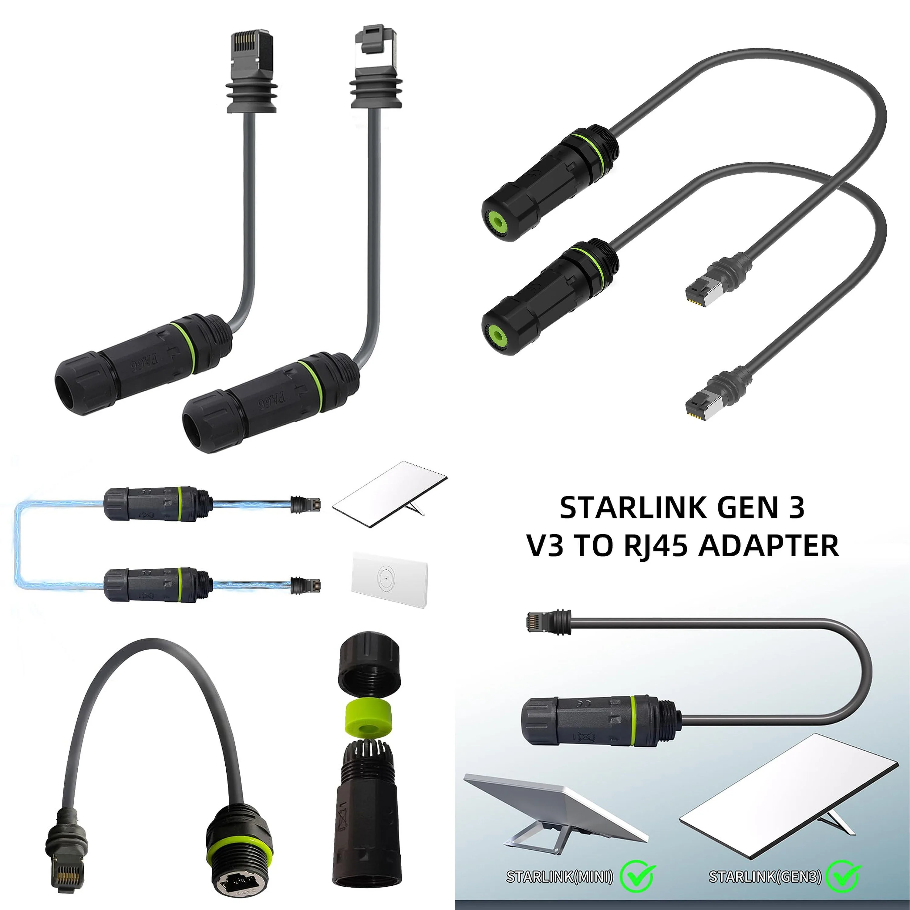 Waterproof High Speed Starlink V3 to RJ45 Coupler for Starlink Gen3 Mini Dish and Router Plug to RJ45 Coupler Ethernet Adapter