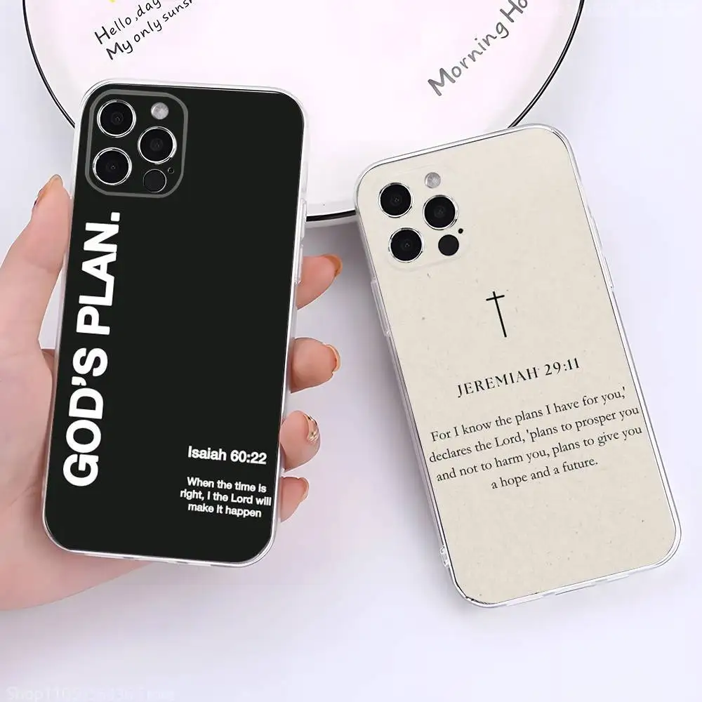

Gods Plan Jesus Bible Verse Phone Case For iPhone 17,16,15,14,13,12,11 Pro,Max,Plus,X,XS,XR,SE4,E Mini Transparent Soft Cover