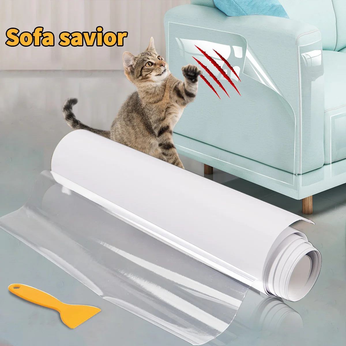 Transparent Self-Adhesive Cat Scratch Deterrent Tape Furniture Protector for Sofa Pet Training Sticker