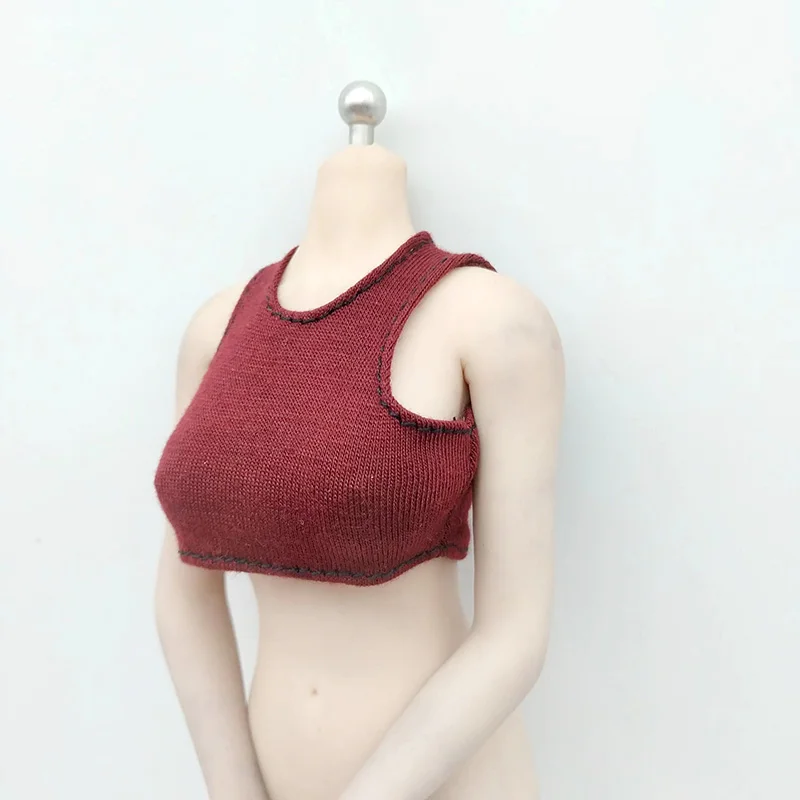 1/6 Scale Magenta Sleeveless Vest Underwear Clothes Model for 12in Female Solider Phicen JIAOUL Doll Figures Accessory