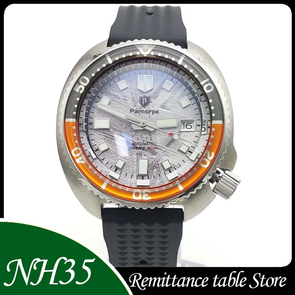 

Parnsrpe Новые мужские автоматические механические часы NH35, высококачественное сапфировое стекло, черный резиновый ремешок, мужские часы 42 мм