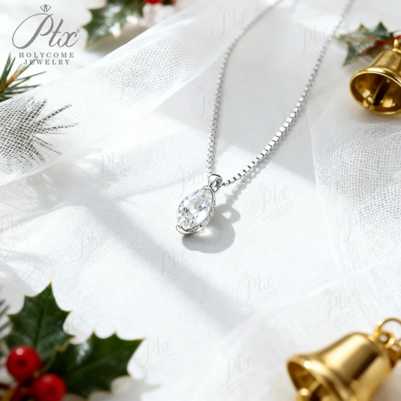 

Гипоаллергенное ожерелье из муассанита огранки маркизы 1-3 карата — элегантное и сверкающее, женская повседневная одежда и рождественский подарок