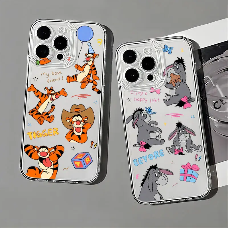 Disneys Eeyore Tigger Happy Cartoon Phone Case For iPhone 15 14 13 12 11 Pro Max XR XS MAX 78 Plus Y2K Anti Fall Cute Back Cover