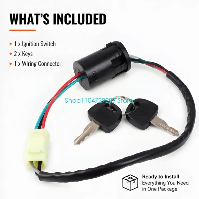 D8KE 12V Control Lock Set with 2 Keys and 4 Pin 4 Part Layout for for ATV 50