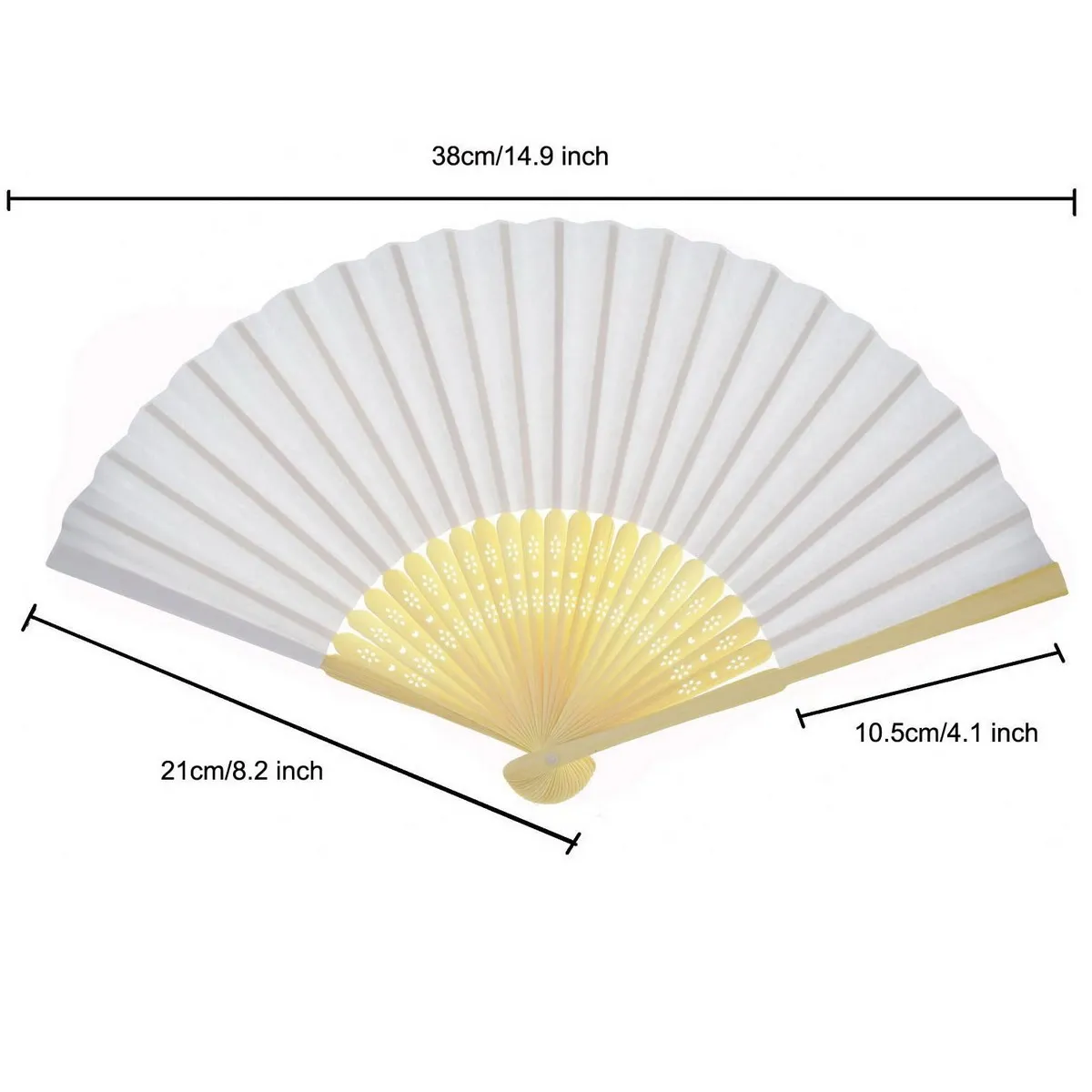 100Pcs Blank 21cm White Bamboo Folding Handheld Paper Fan for Wedding Party Home Office Decoration  DIY Painting Party Favors