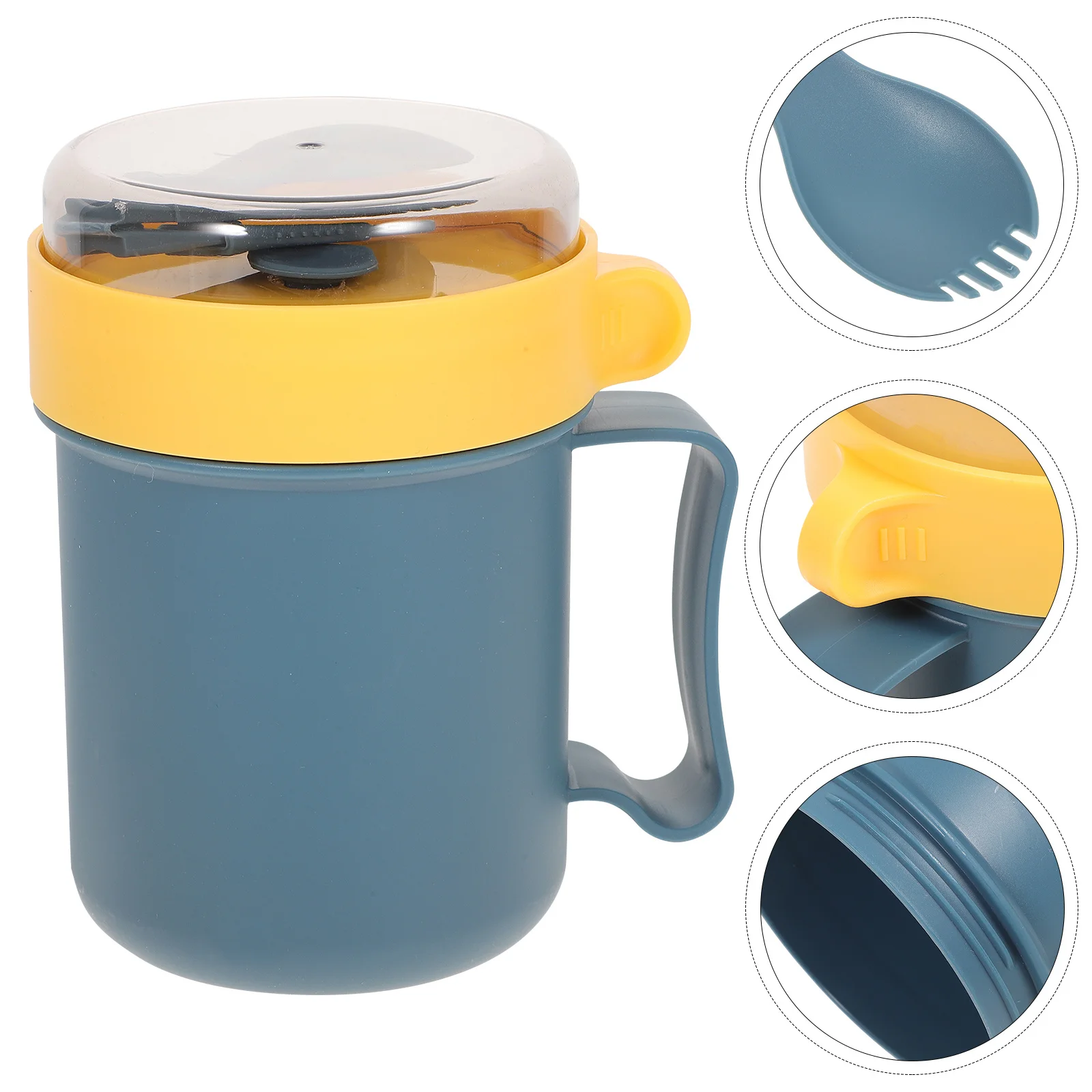 

1Pcs Breakfast Cup Portable Soup Cereal Cup with Lid Spoon 500ml Capacity Non Slip Handle Practical for Home Office Use
