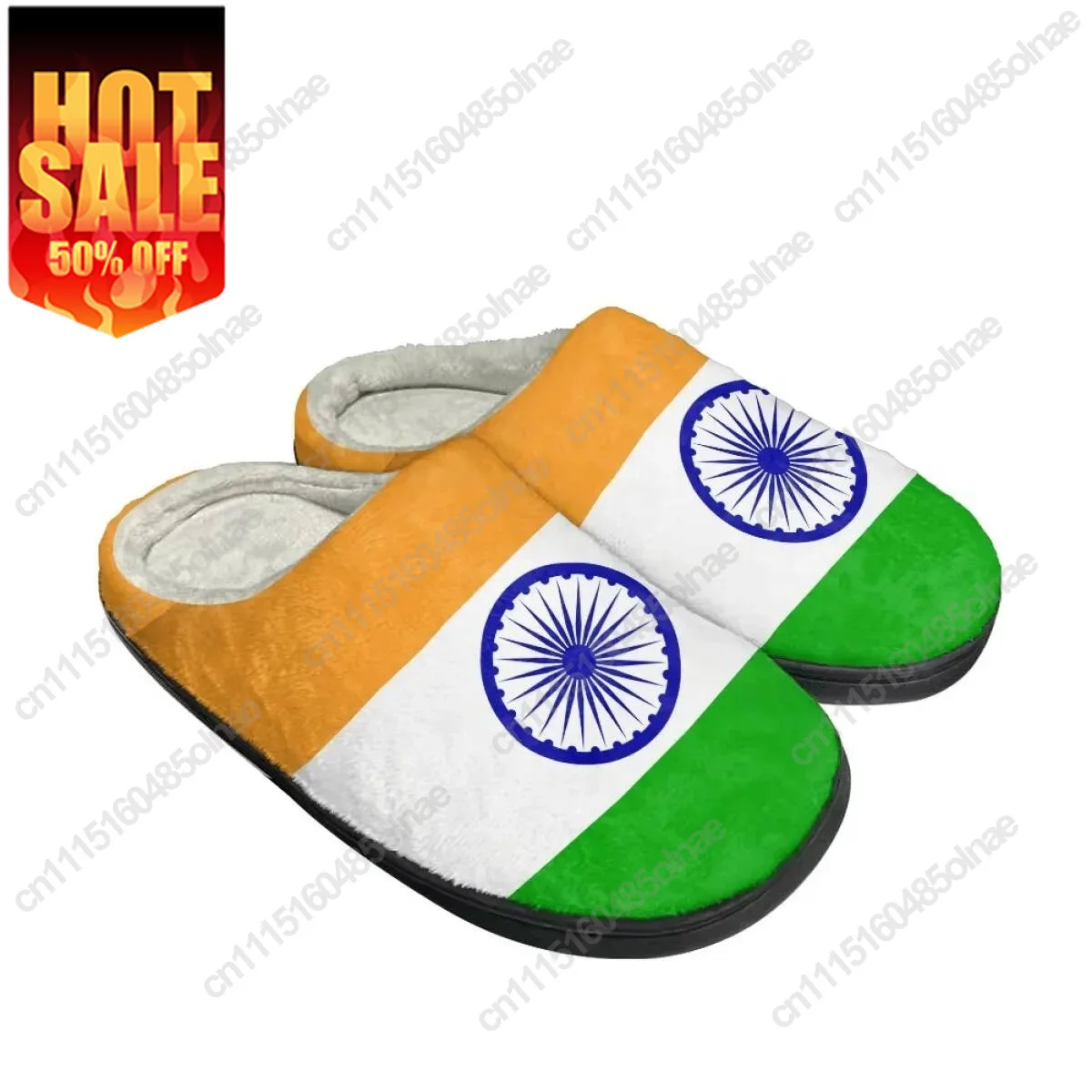 Flag Of India Design Non-Slip Winter Cotton Slippers All-Match Female Home Warm Print On Demand Indoor Comfortable Shoes