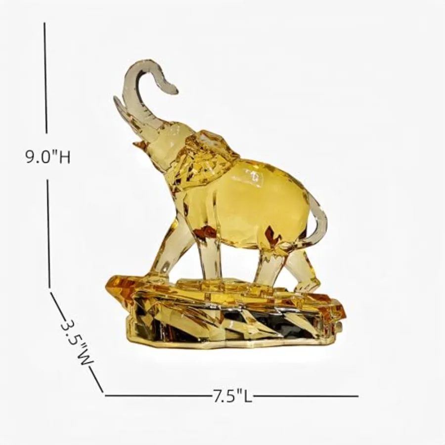 Amber Acrylic Elephant Figurine Luck Elephant Auspictious Feng Shui Figurine Glass Statue for Housewarming Festival Holiday Vac